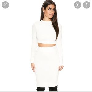 Naked Wardrobe White Midi Skirt M